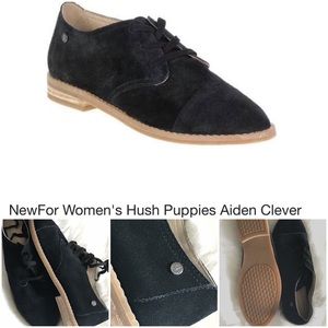Hush puppies  Black suede lace flats